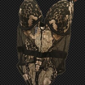 Auden Black and Cream Lace Bra